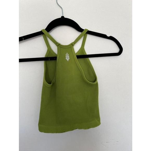 Free People movement Green stretch Ribbed halter Racerback Crop Tank Top 2 pcs - Picture 3 of 9